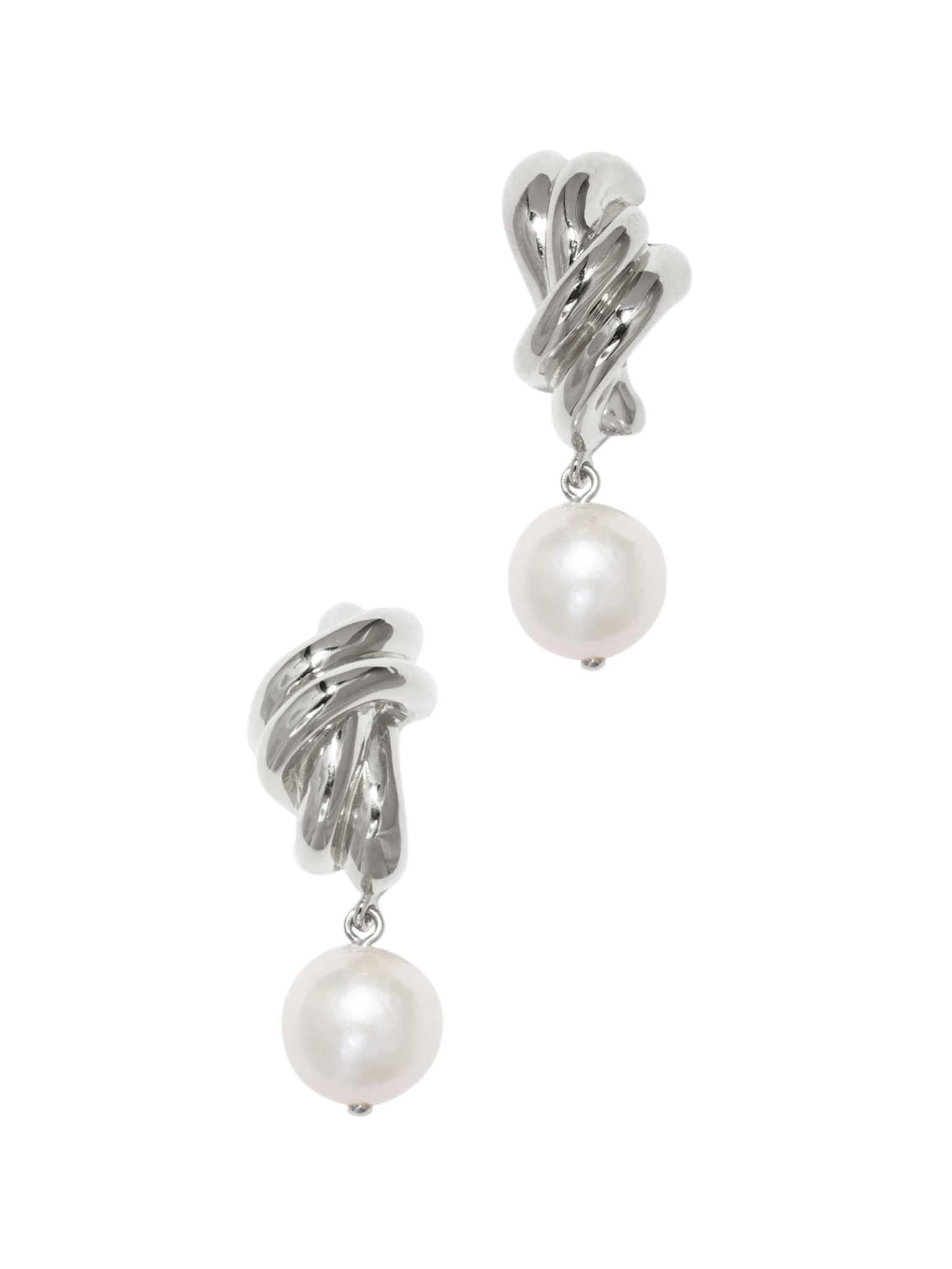 R2199 - pearl and recycled silver earrings